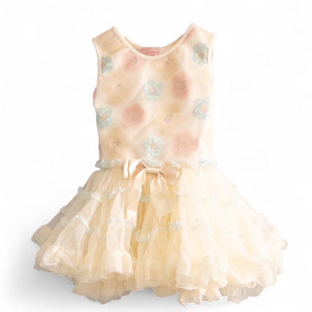 Floral Tulle Dress with Bow Popatu